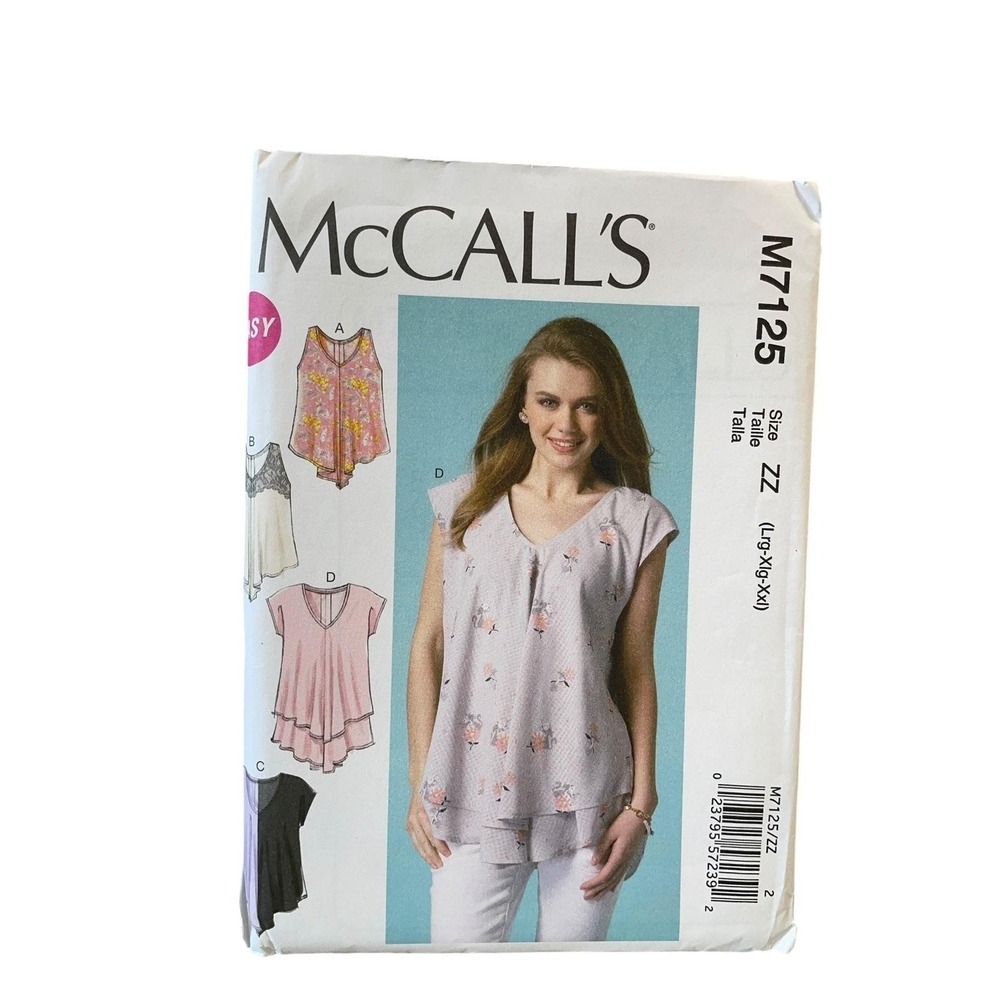 McCALL'S M7125 Easy Women's Top Pattern Size L-XXL Casual Style FF UNCUT